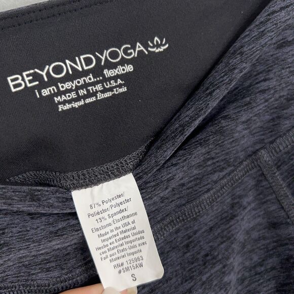 Beyond Yoga Leggings Womens Small Black Steel Spacedye Pocket Mesh Athleisure - Picture 5 of 16